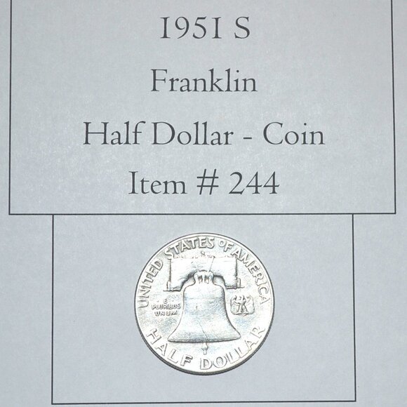 1951 S, Franklin Half Dollar, # 244 - Picture 3 of 4